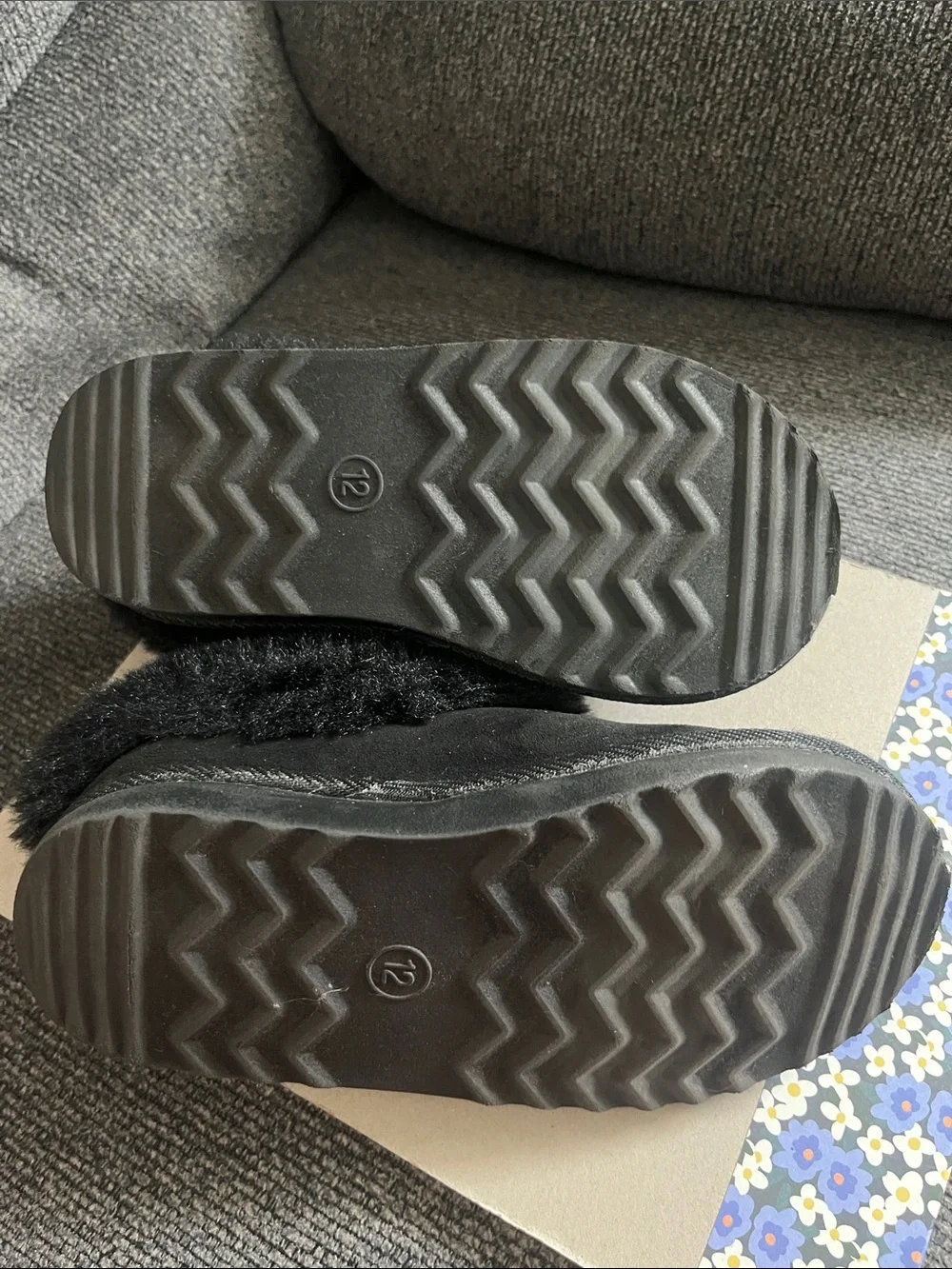 Target Kids Black Faux Fur-Lined Boots/Slippers